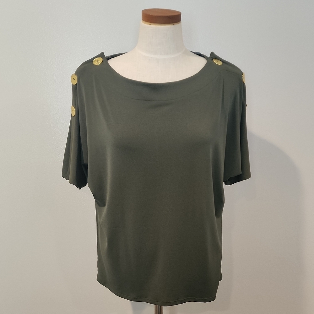 NWT Cable & Gauge Green Boxy Short Sleeve Blouse